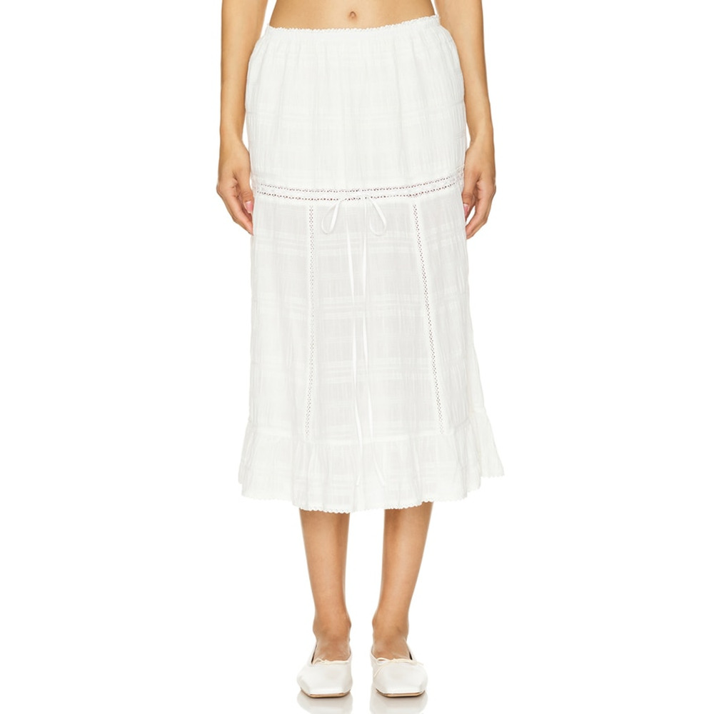 Loba 'Valeria' White Voile Midi Skirt Size XL
